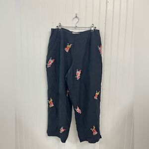 SLB Stylish Black silk Embroidered cocktail Pants